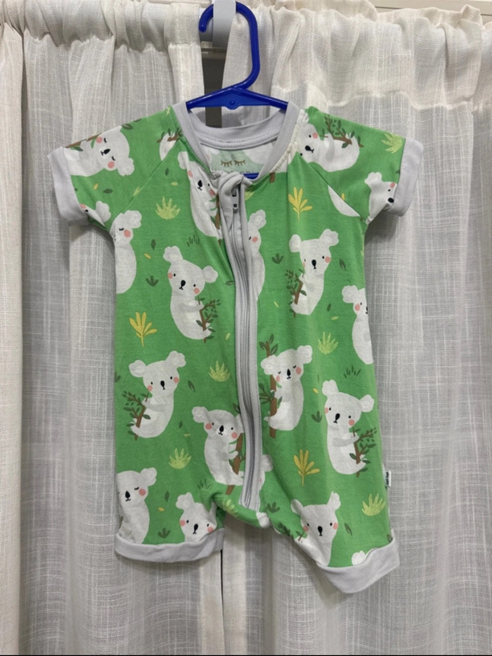 Little Sleepies Green Koala Short-Sleeve Zipper Romper